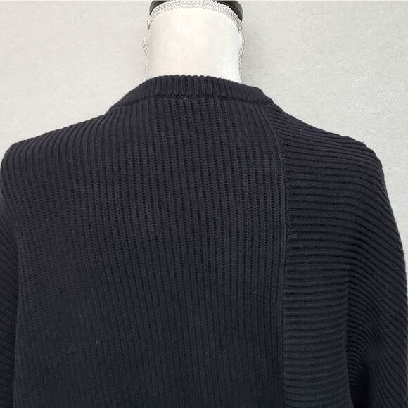 FREE People Downtown Black Dolman Sleeve Asymmetrical Ribbed Knit Sweater Medium - Picture 11 of 14